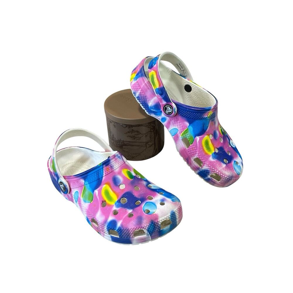 Crocs Classic Colorful Tie Dye Clogs Youth Size J-3 Water Friendly -Summer Fun